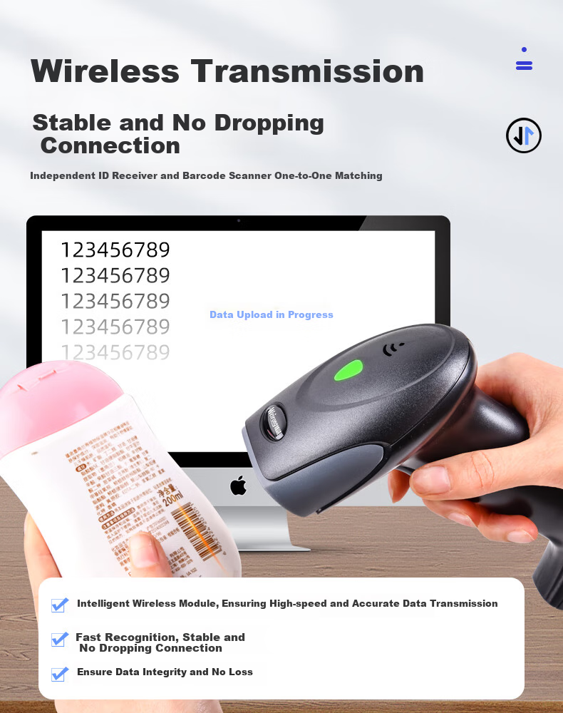 Weirong S82W Wireless 1D Barcode Scanner Gun, Barcode Laser Gun, Logistics Express Single-Handed Gun Device, 1D Wireless Warehouse Scanner 11