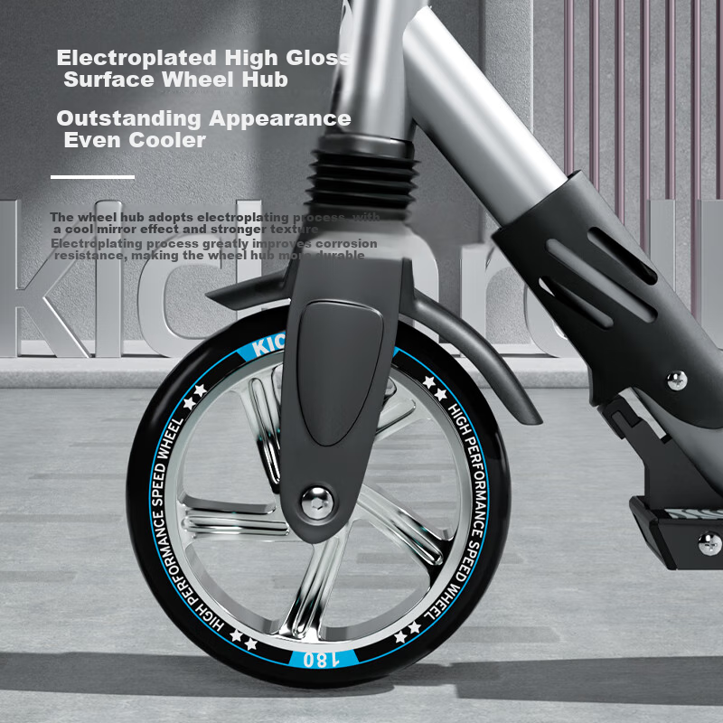 Kick'n'Roll Children's Scooter for Ages 6-8 Teenagers And Adults, Aluminum Alloy Foldable Two-Wheel Commuter Kickboard, Moonlight Silver