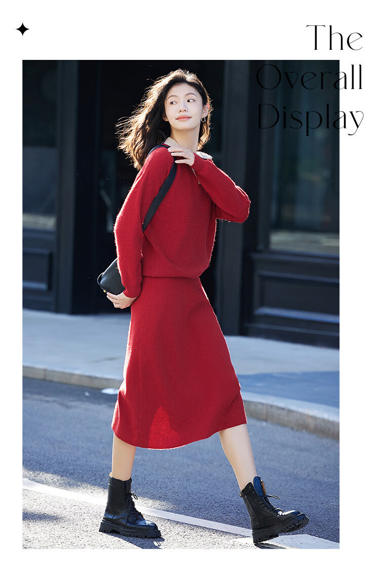 Demana Color-Block Polo Collar Set Autumn Long Sleeve Pullover Knit Two-Piece Set for Women 3