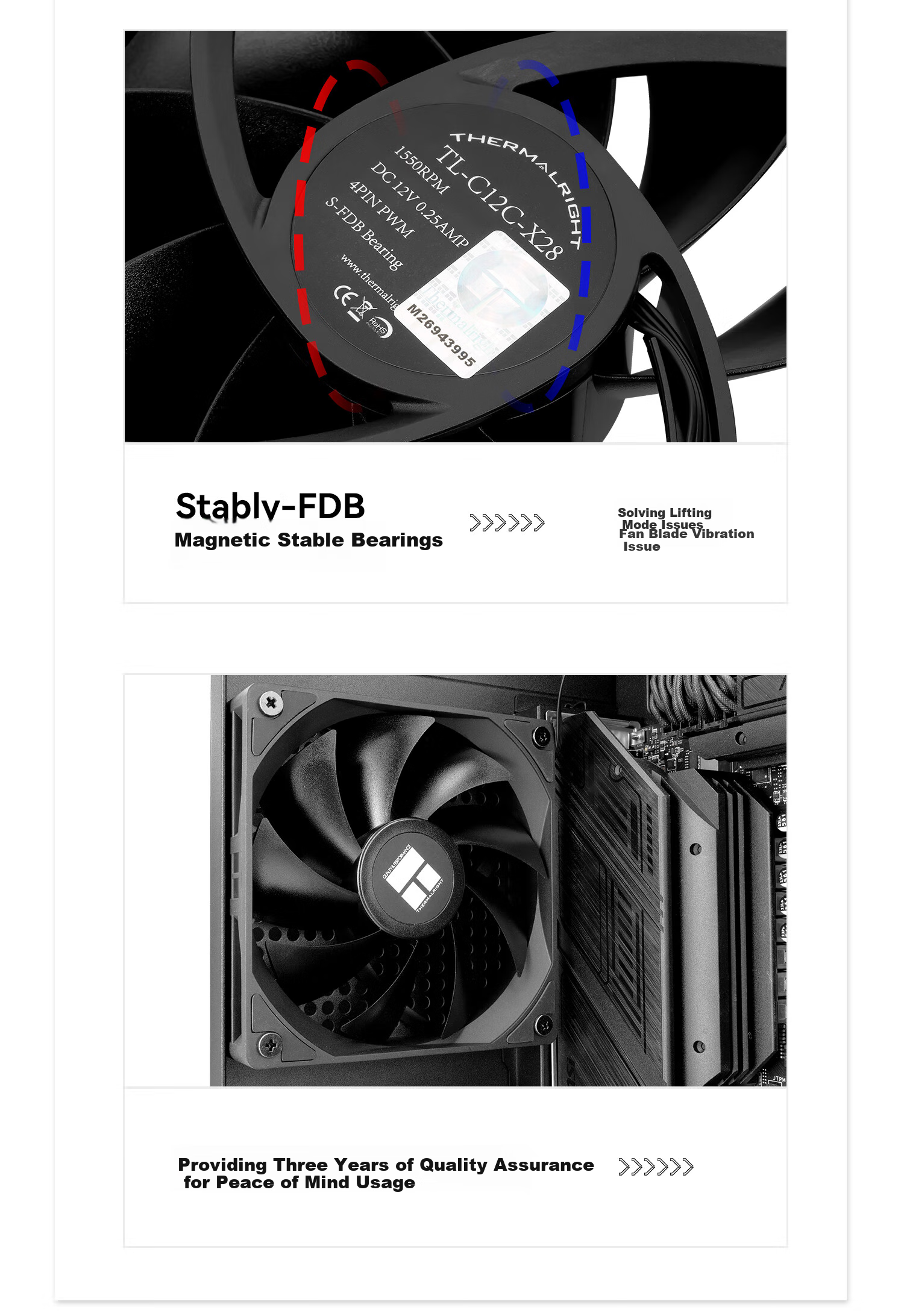 Thermalright TL-C12CW White 28MM Balanced Performance ARGB Light Fan with RGB Sync Support, 4PIN PWM, 1550 RPM 9