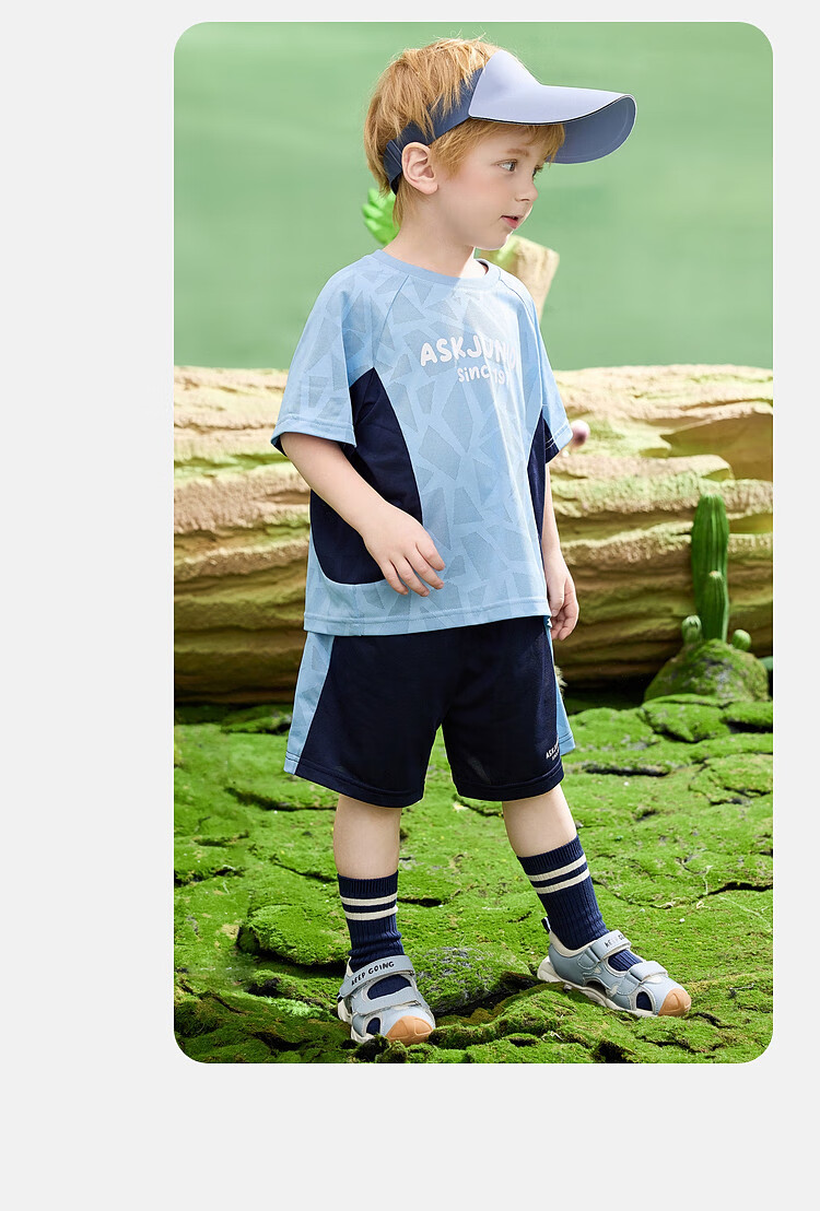 ASK JUNIOR Children's Clothing Set, Summer Wear, Quick-Dry Boys' Running Sports, Infant Short-Sleeve T-Shirt And Shorts, Baby Two-Piece Set 6