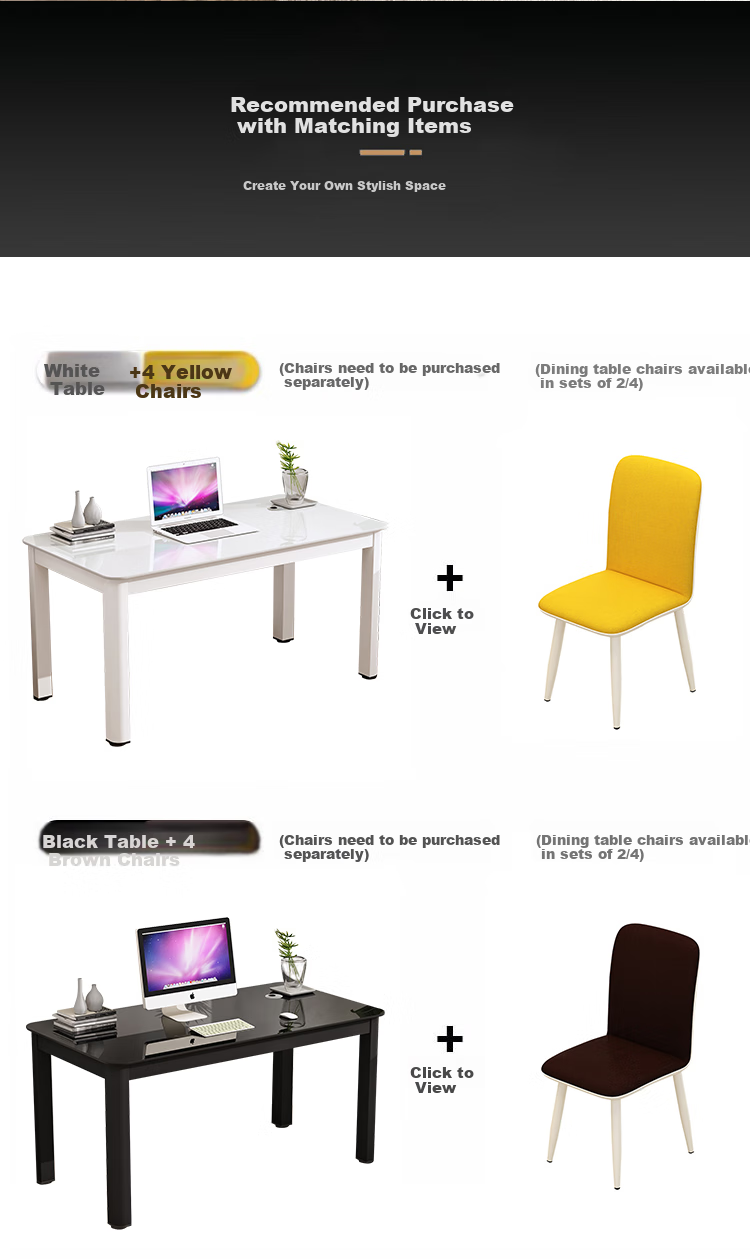 Fanshe Computer Desk, Minimalist Modern Design with Cable Grommet, Glass Desk for Study, Office, Home Use, Dual-Purpose Desk for Dining Room 18