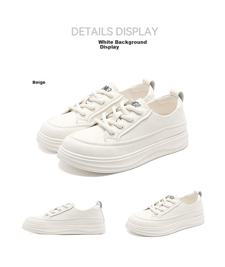 RED DRAGONFLY Women's Shoes, 2026 Autumn White Sneakers, Thick-Soled Heightening Versatile Casual Lightweight WPB15049, Apricot Color, Size 40 13
