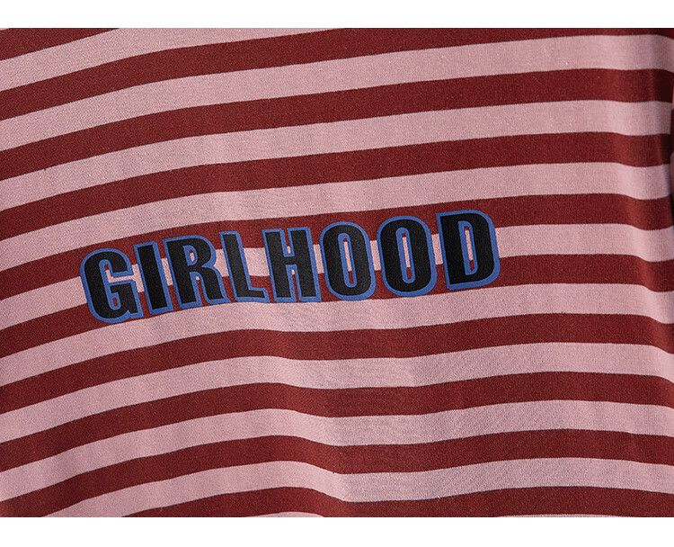 Siboshe Short-Sleeve T-Shirt, 2026 Summer New Women's Clothing, Contrasting Color Striped Lettering, Loose Fit Round Neck Top 4