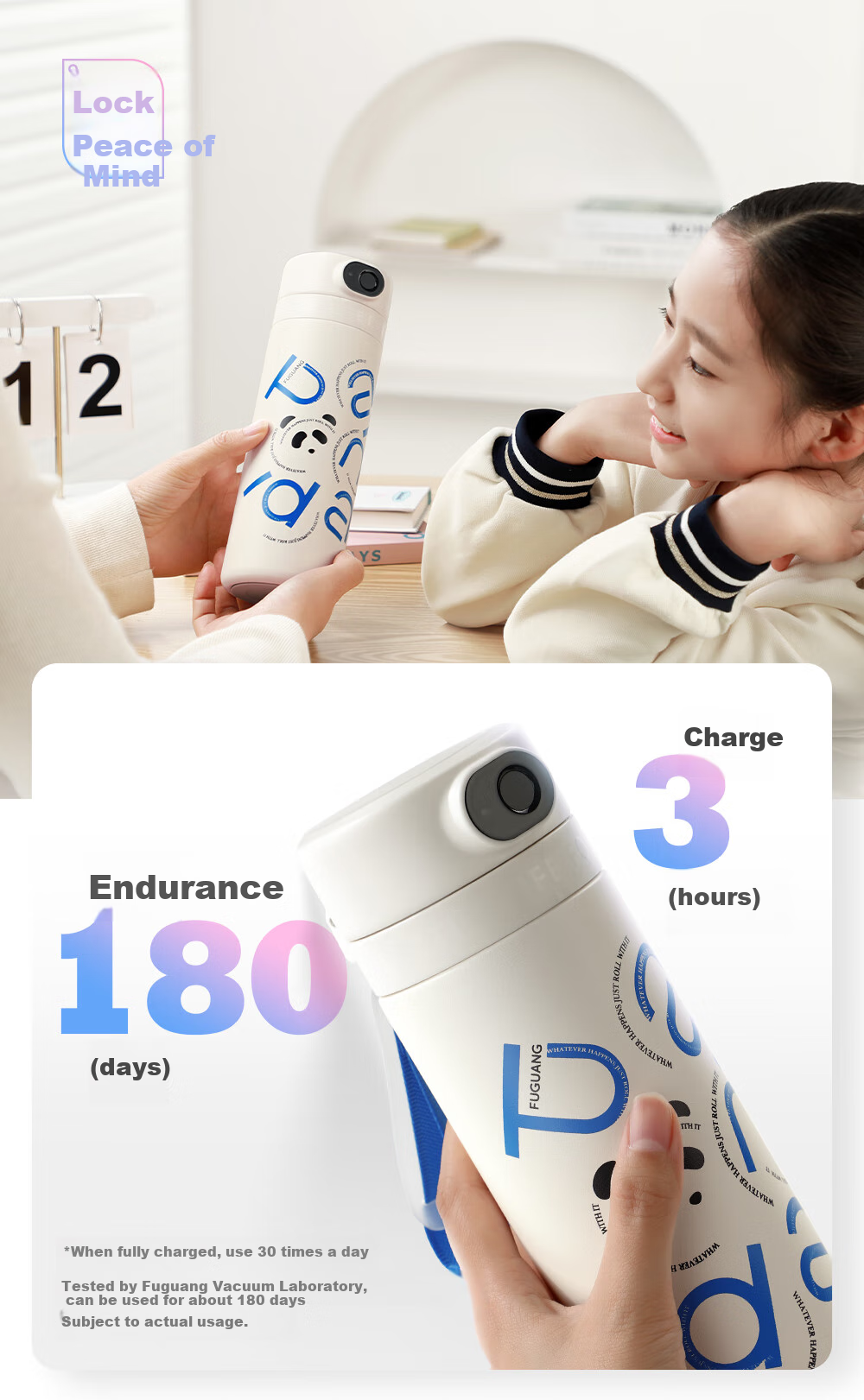 FGA Fuguang Intelligent Fingerprint Unlock Password Children's Insulated Cup, Boys And Girls Elementary School Students Straw Water Bottle, Holiday Gift, Blue 9