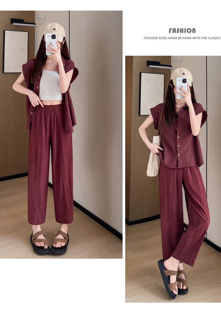 LangSha Linen Curved Knife Pants for Women, Summer 2025 New Style, High-Waisted Slimming Loose-Fit Nine-Tenths Casual Pants for Mothers 21