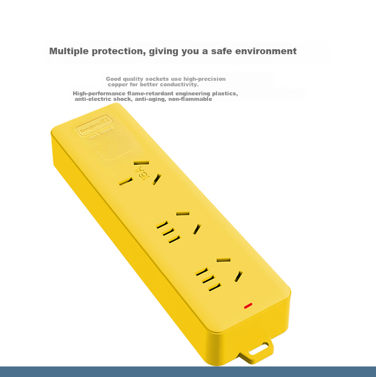 Lengon 16A High-Power Drop-Resistant Engineering Socket, Shockproof Self-Wiring Wireless Dustproof Outdoor Anti-Vibration Multi-Function Power Strip without Cord, 3 Outlets 5 Sockets 5