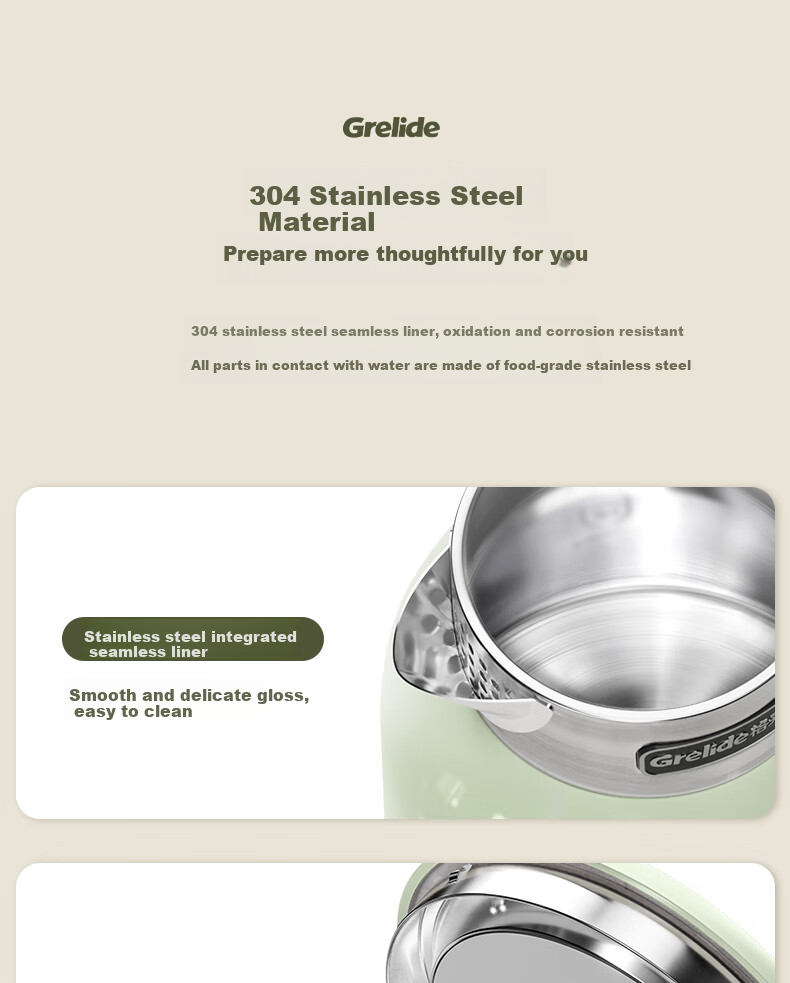 Grelide Pure Titanium Electric Kettle 99.9% Titanium Double-Layer Anti-Scald Large Capacity Smart Temperature Control Electric Water Boiler China Red D1215E 3