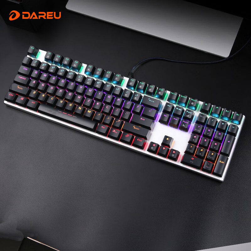 DAREU EK815 Mechanical Alloy Edition Keyboard, Wired Keyboard, Gaming Keyboard, 108 Keys Mixed Backlight, Multi-Key Anti-Ghosting, PUBG Keyboard, Blue Switch