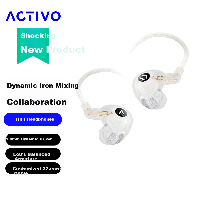 Iriver ACTIVO Q1, Ear-Loop In-Ear HiFi Headphones, White, Gift
