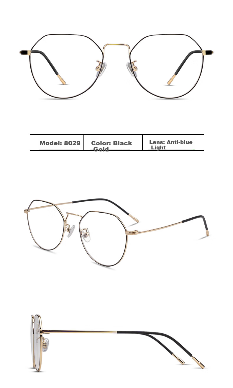 Gameking Anti-Blue Light And Anti-Radiation Glasses for Men And Women, Titanium Frame Non-Prescription Protective Eyewear for Myopia, Can Be Fitted with Prescription Lenses, Model 8029 Rose Gold 15
