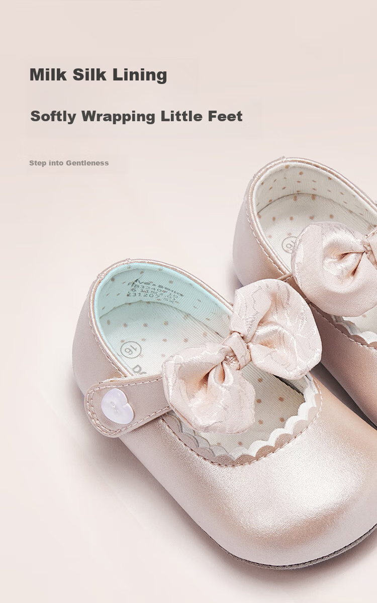 DAVE & BELLA Baby Shoes, Infant Pre-Walking Shoes, Soft-Soled Leather Shoes for Girls, Princess Shoes for Toddlers, Autumn Season Walking Shoes 8