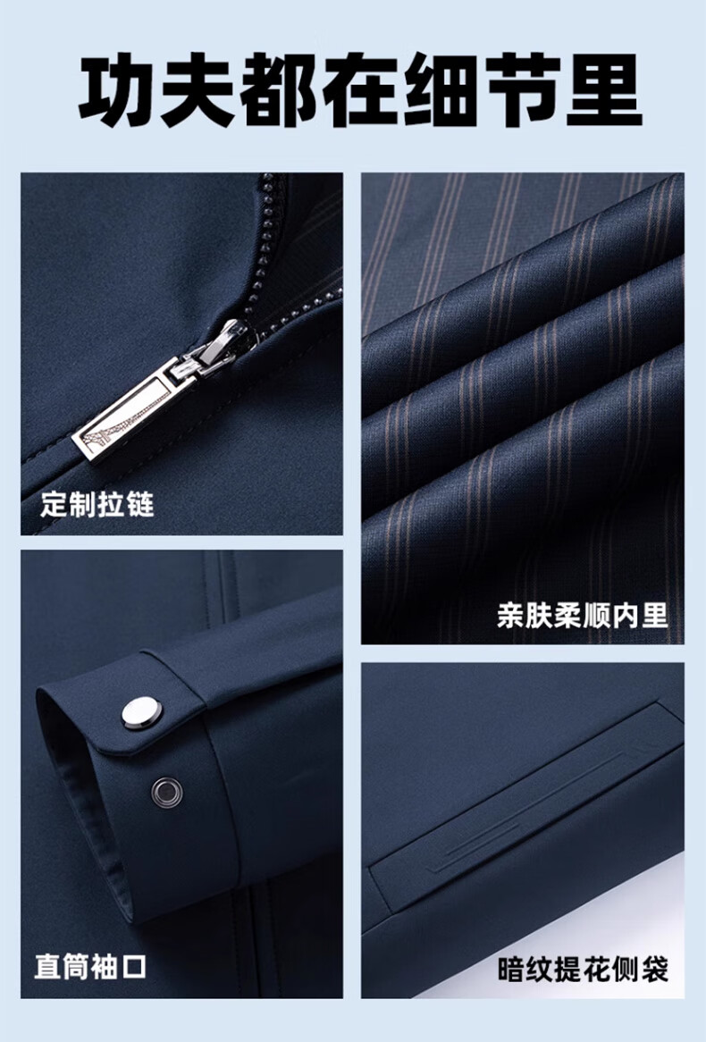 ROMON Lapel Jacket for Men, Spring Season Middle-Aged And Elderly Cadre Outfit, Business Casual Dad Wear JK001 Khaki 2XL 8