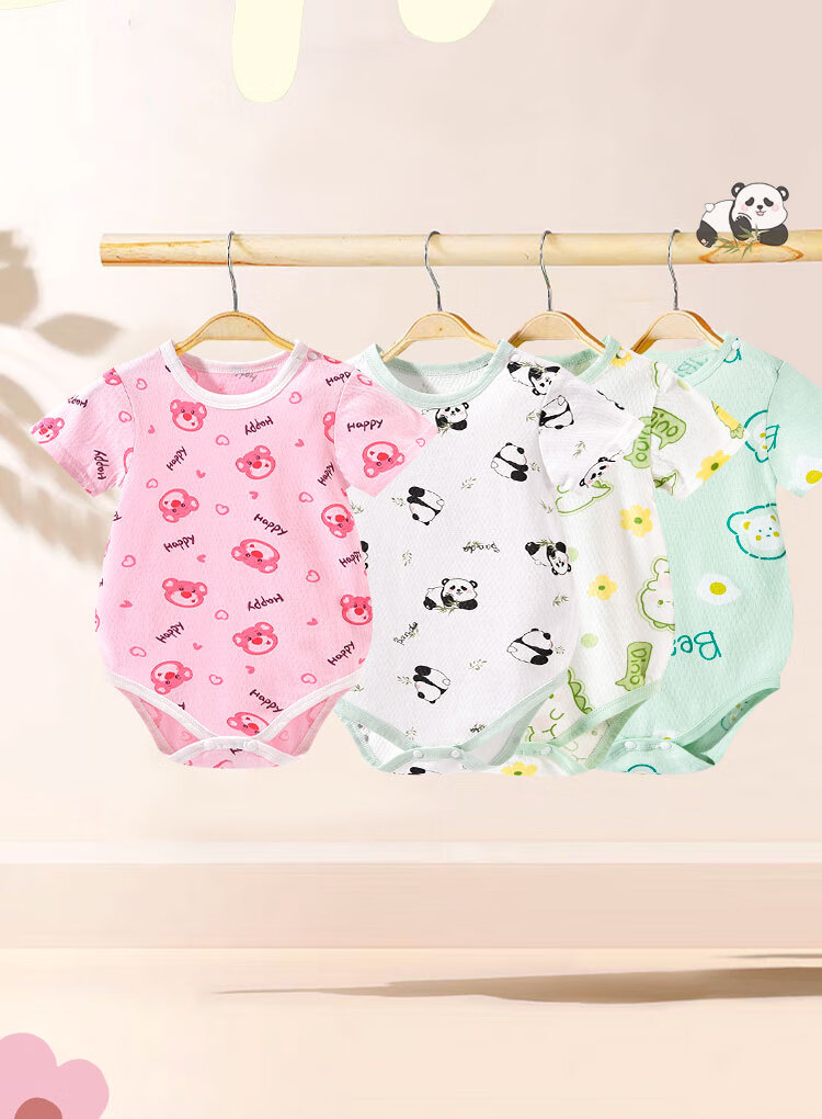 DEESHA [100% Pure Cotton] Baby Romper, Newborn Onesie, Short-Sleeve Bodysuit, Infant Onesie 1