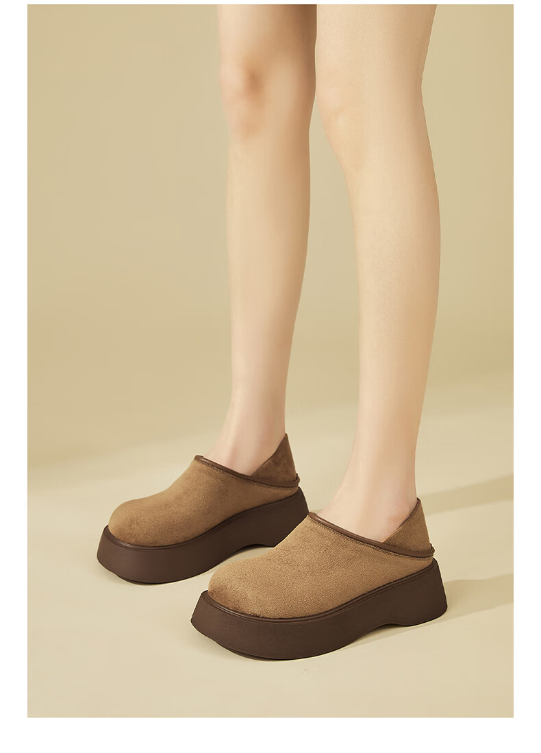 DAPHNE Women's Single Shoes, Fashionable Thick-Soled Retro Two-Way Birkenstock-Style Shoes, Soft-Bottom Versatile Slip-On Women's Shoes, Camel Color Single Lining, Size 35 5