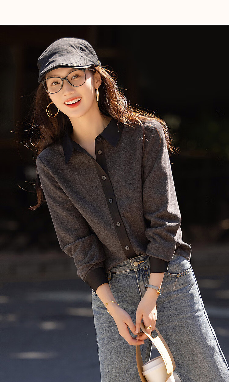 Dme High-Quality Cool And Stylish Design Commuter Shirt with Patchwork Jacquard Satin Fabric Women's Blouse Top 11