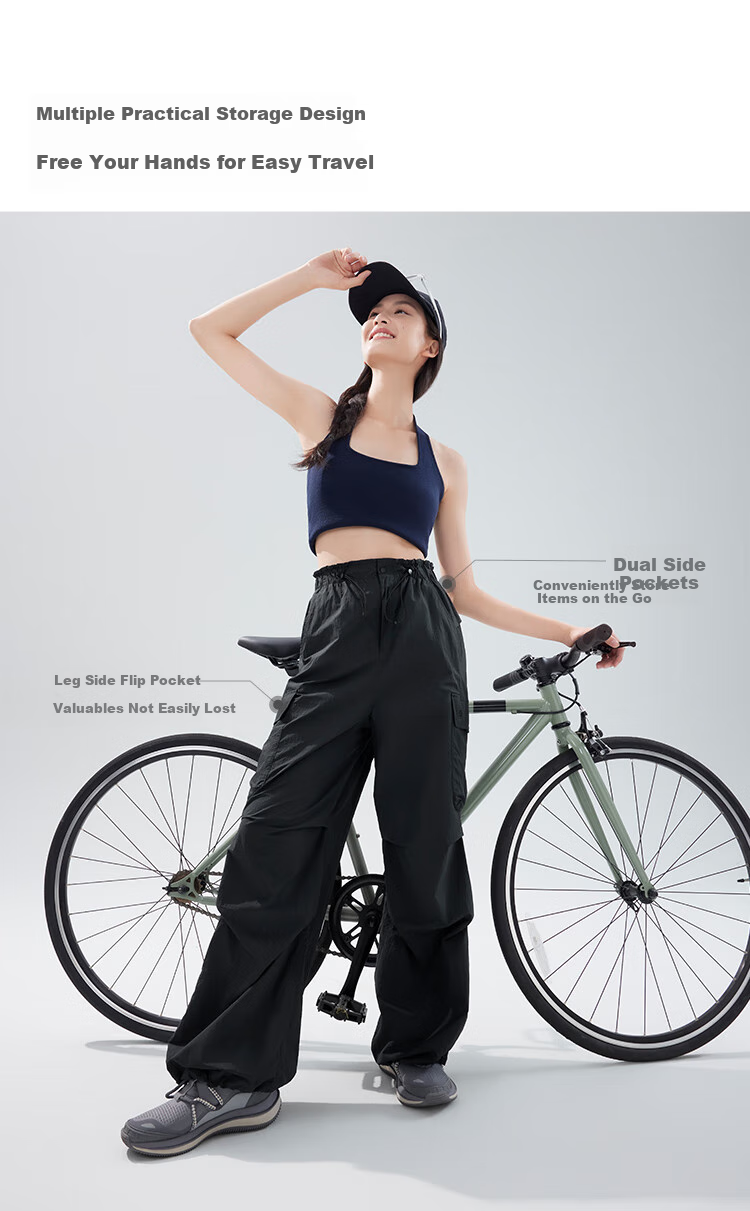 Beneunder Cargo Paratrooper Pants for Women, Quick-Dry Trousers, Loose-Fitting Hiking Casual Sports Wide-Leg Sun Protection Pants DS673 23