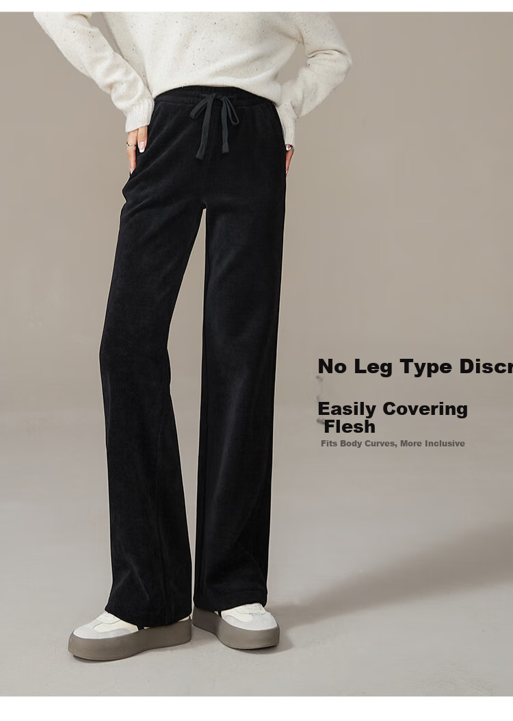 ESE-Y Fleece-Lined Slim Straight Pants for Women, High-Waisted Slimming Autumn And Winter Thick Long Trousers, Black, Size 26 (One Chi Nine) 7