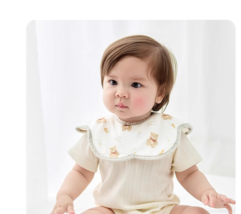 Niduoxiong Newborn Baby Waterproof Bib A-Class Petal Feeding Bib Pure Cotton Gauze Baby Eating Bib 28