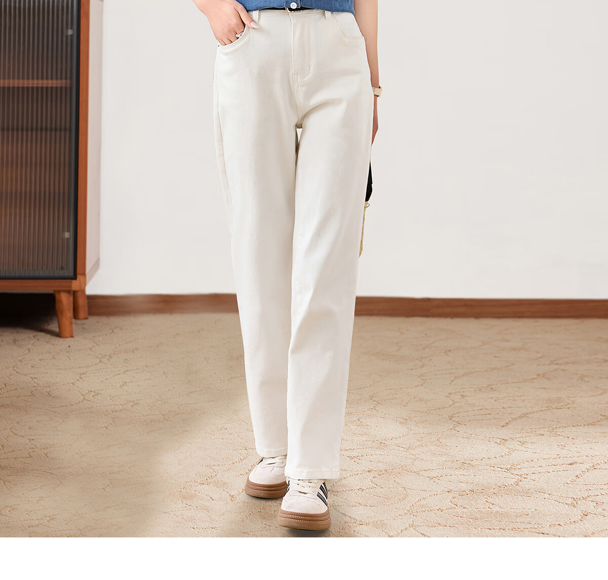 PinCai Women's Jeans, Spring And Autumn Black Straight-Leg Trousers, Slimming And Heightening Effect, Casual Denim Long Pants P143N1009 40