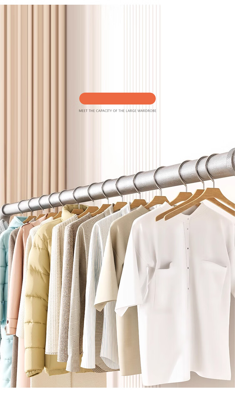 Annafu Floor Clothes Rack Coat Rack Bedroom Clothes Hanger Thickened Drying Rack YJ53 Length 1.6m Height 1.8m 5