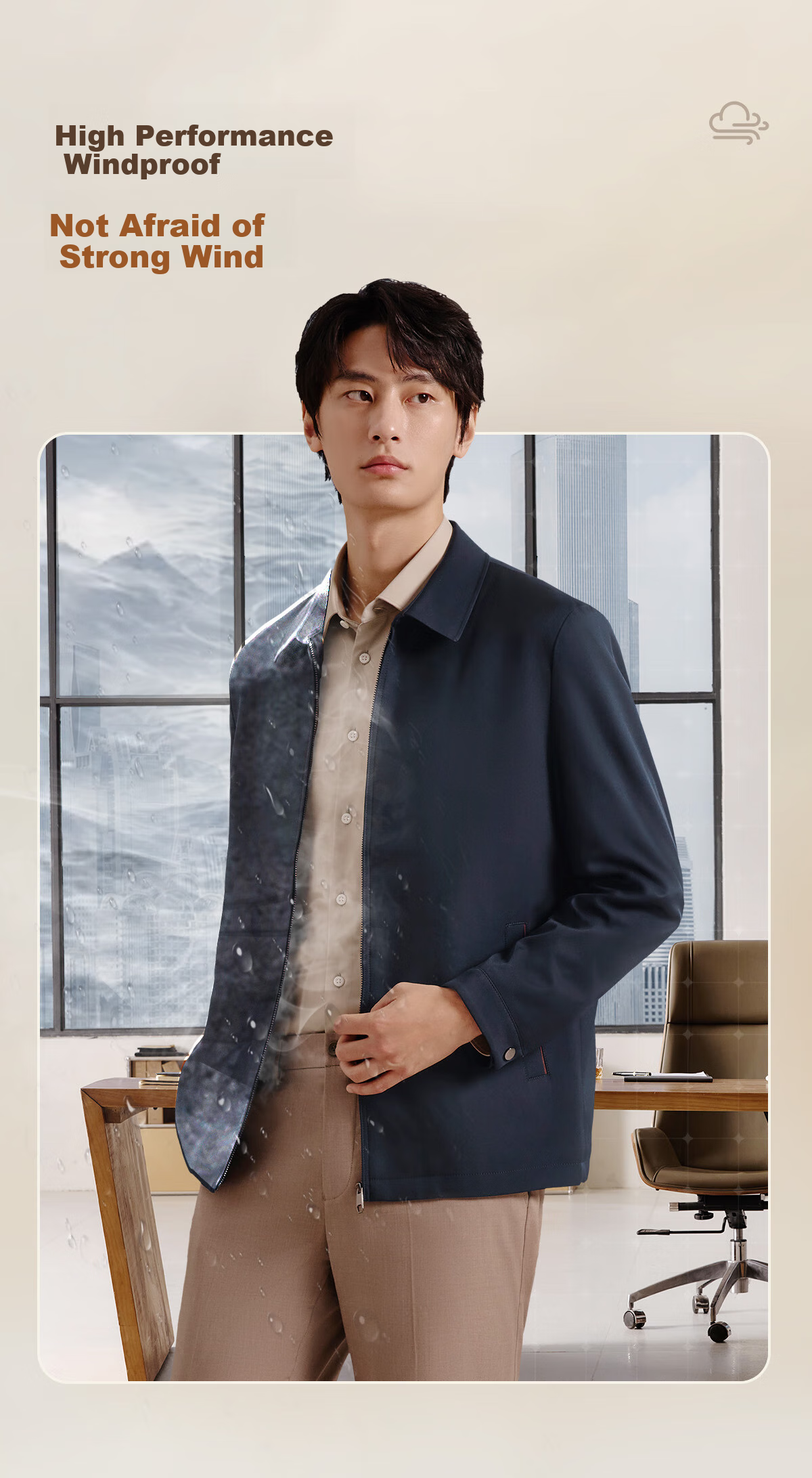 Hodo Men's Jacket, Turn-Down Collar, Comfortable Solid Color Executive Jacket, Cadre Style Outerwear for Me 5