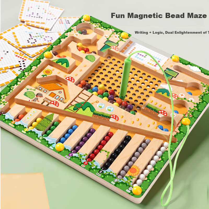 Lankupa Children's Educational Magnetic Bead Maze Writing Practice Toy for Focus Training, Gift for Boys And Girls Aged 3-6
