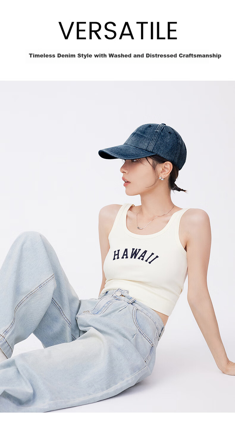 FANCET Baseball Cap for Women, Washed Denim Style Hat, Korean Version Large Head Circumference Sports Cap for Men, Duck Tongue Cap, Couple's Hat 3
