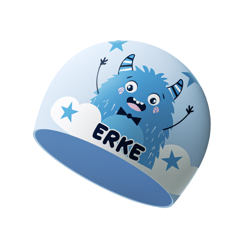 ERKE Children's Swimming Cap, Silicone, Cartoon Design, Waterproof Ear Protection, Professional Comfortable Swim Cap for Boys And Girls, Non-Constricting