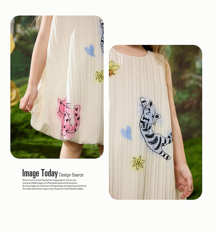 ASK JUNIOR Children's Dress, Summer Vacation Girls' Sleeveless Tank Dress, Hand-Painted Princess Dress 7