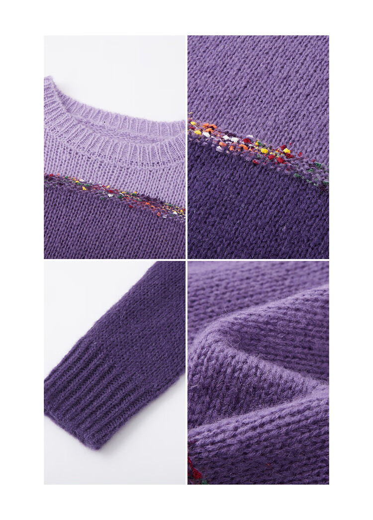 Dme [Containing Wool], Spring And Autumn French Slow Travel Color-Block Sweater, Loose-Fitting, Flattering, Fashionable Knit Top for Wome 5