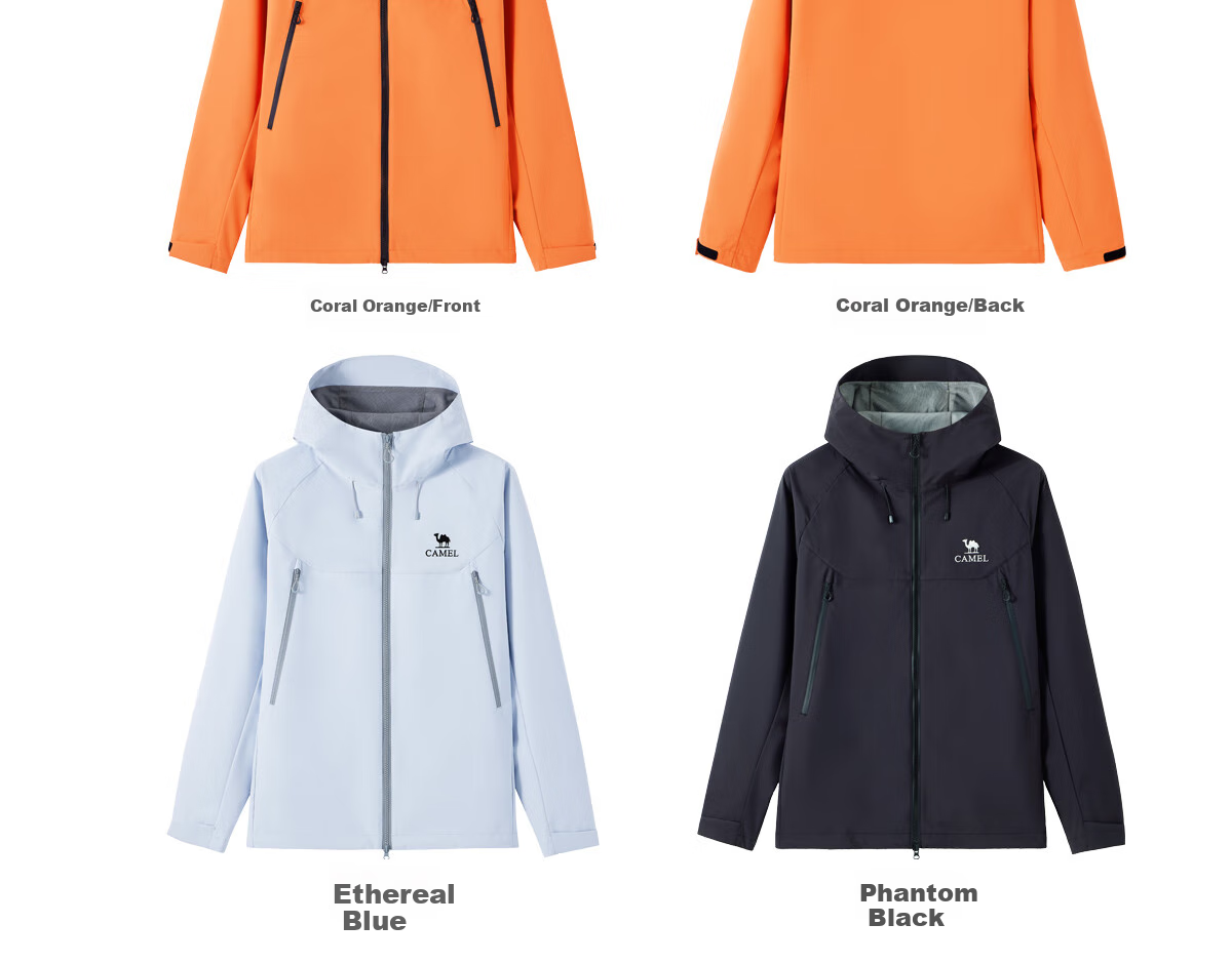 CAMEL Outdoor Jacket 2.0, Men's And Women's Mountain Hiking Wear, Windproof And Water-Resistant Travel Coat, M15BAKI063 35