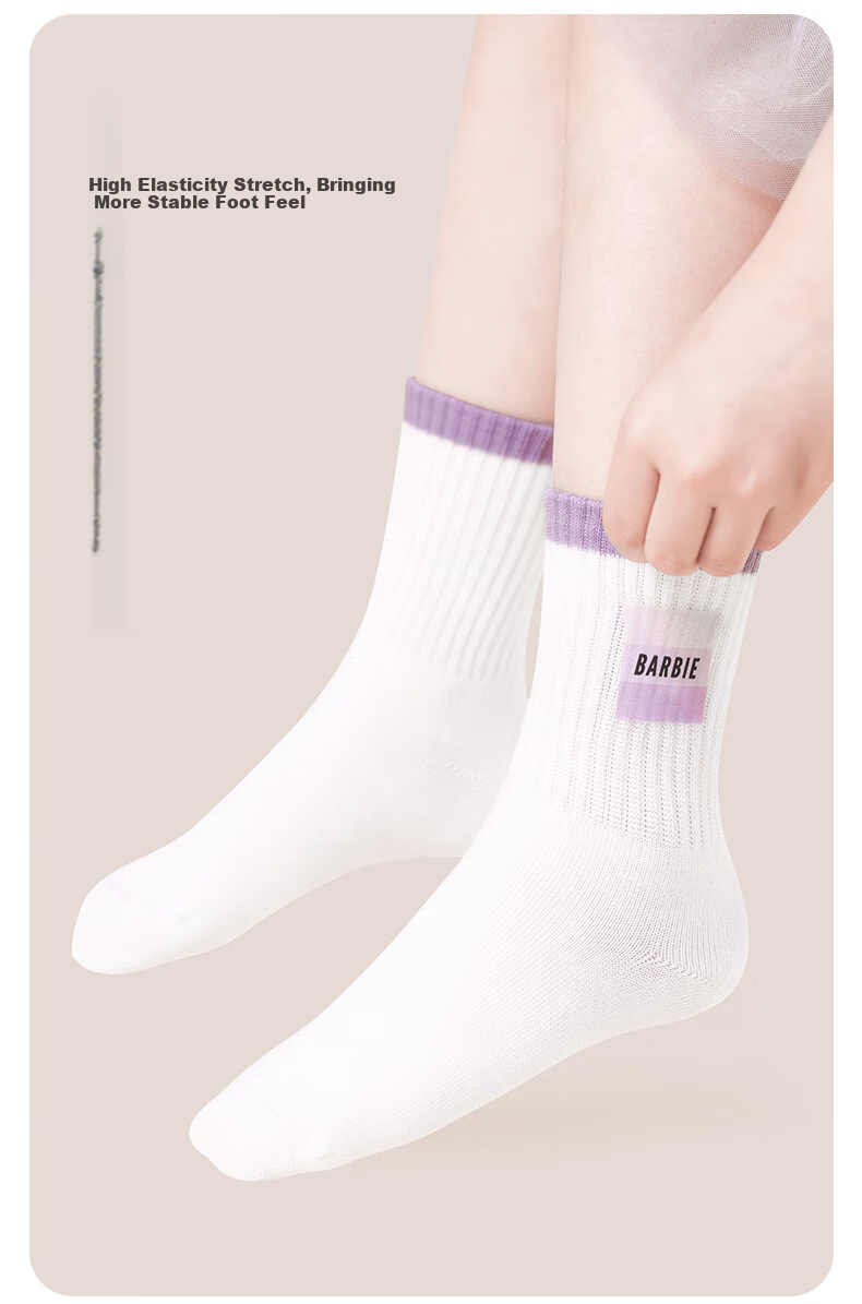 Barbie Children's Cotton Socks, Spring And Autumn White Short Socks, Girls' Little White Socks, School Uniform Socks for Older Children, Mid-Calf Socks for Autumn And Winter Seasons 9