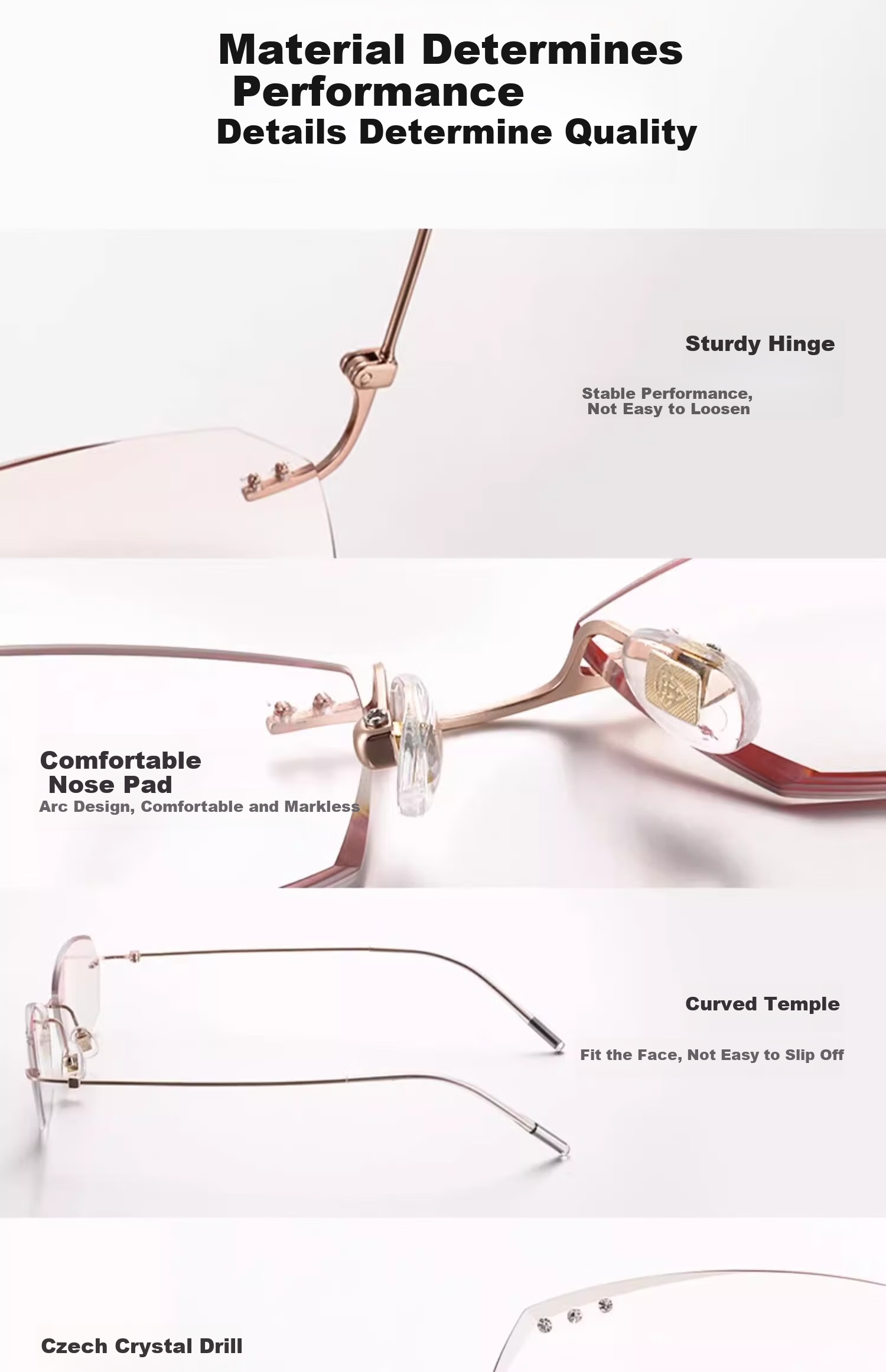 Mushe Pure Titanium Ultra-Light Women's Anti-Blue Light Reading Glasses, Frameless High-Definition Japanese Imported Presbyopic Glasses, Fashionable And Youthful Appearance 8