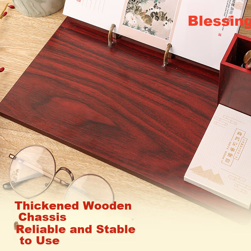 Elifo Dragon Year 2024 Calendar, 2024 Desk Calendar Stand, Office Desk Ornament, Weekly Planner, Office Pen Holder, Business Creative Desktop Memo Pad, Wood Grain Gift Box Set, 2024.1-2024.12 4