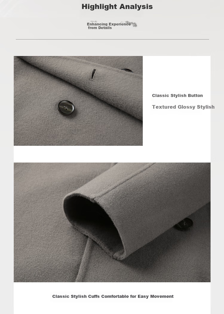 HLA Men's Lightweight Business Classic Notch Lapel Pure Wool Coat for Winter, HWDAW4W003A 3