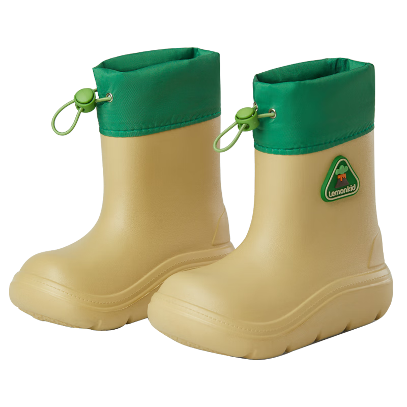 Lemonkid Children's Rain Boots for Boys And Girls, Waterproof Non-Slip School Shoes, Light Khaki, Size 28