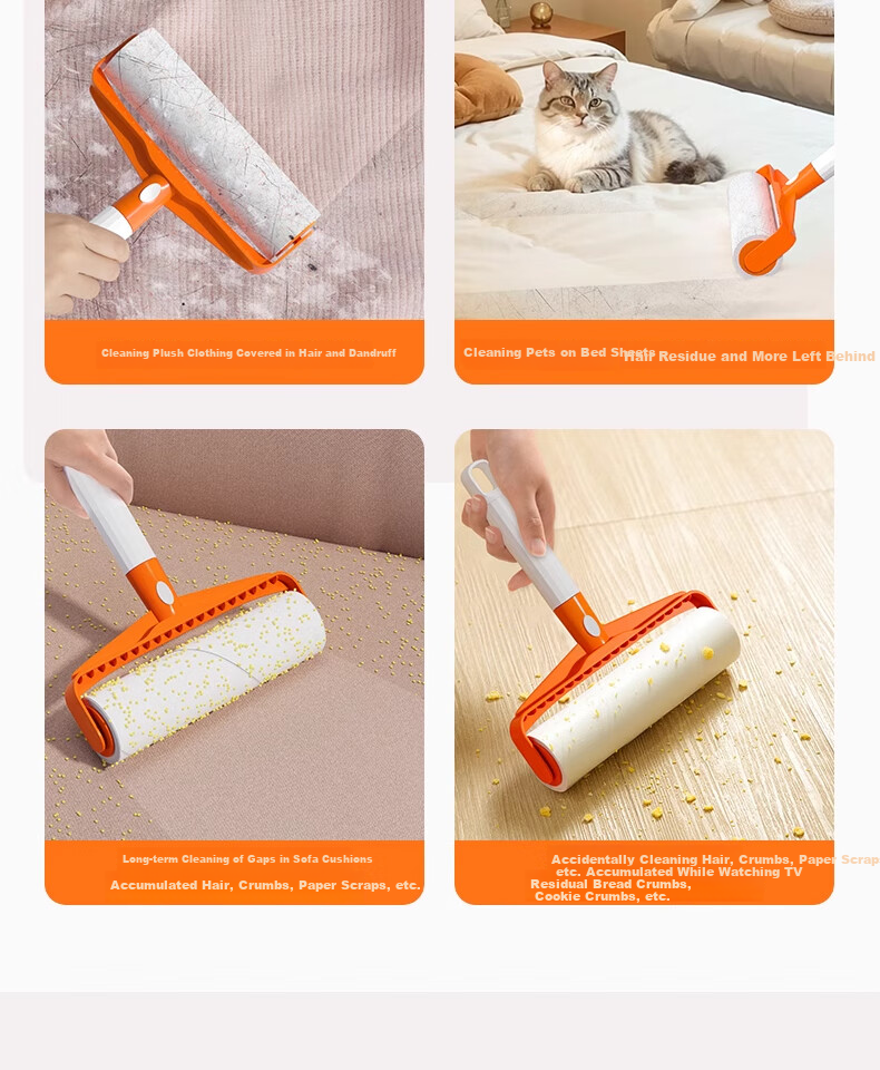 CHUSHE Lint Roller, 16cm, 1 Roll, 60 Sheets, Removes Pet Hair, Cat And Dog Hair Remover, Replaceable Core, Dust-Removing Paper 11