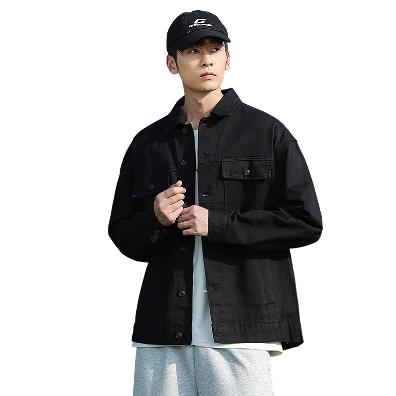 Zengzhi Japanese-Style Simple Denim Jacket for Men, Spring And Autumn 2026, Loose-Fitting Versatile Casual Lapel Men's Jacket for Teenagers