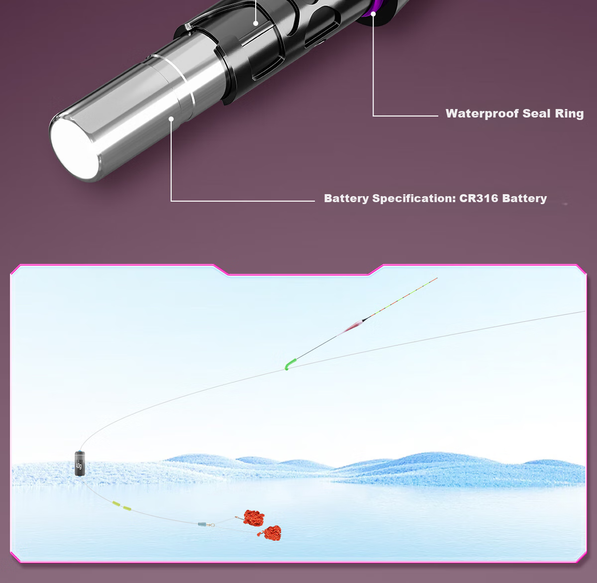 Chuanze LED Hard Tail Night Fishing Float, Carp Float, Light Bead Tail, Ultra-Bright High-Sensitivity Night Fishing Float, Bite-Sensing Color-Changing Electronic Float, EB1-2 10