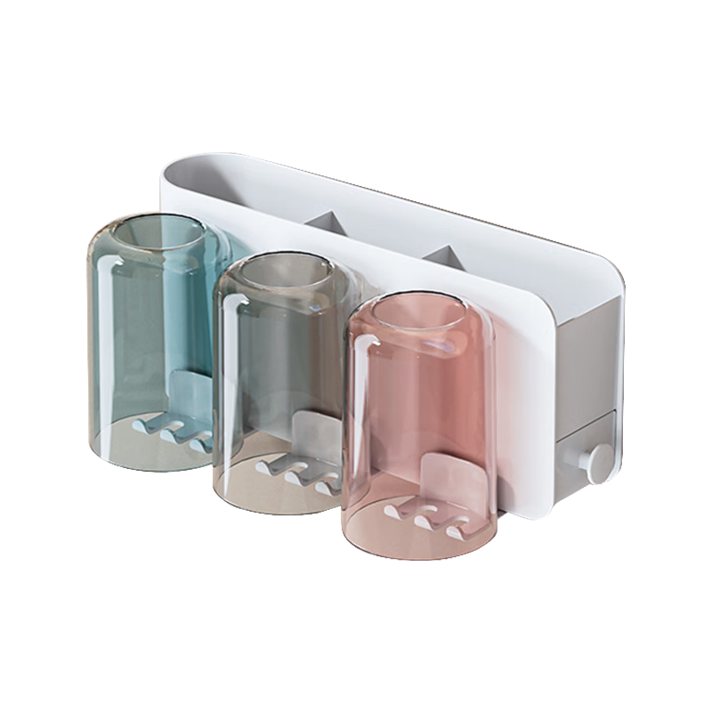 JD Original Air Series Toothbrush Holder, No Drilling Required, Mouthwash Cup, Bathroom Wall-Mounted Toothbrush Cup Set, Happy Three Cups