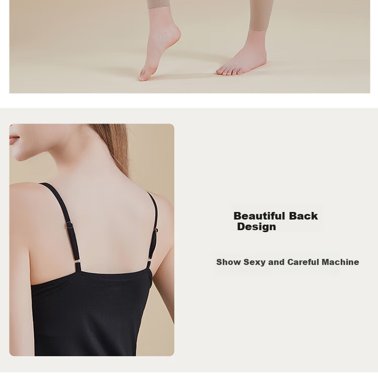 Hosa Women's Camisole Tank Top with Built-In Bra Pads, No Need to Wear Bra Separately, Outer Wear Undershirt Sleeveless Inner Layer, Black, L 8