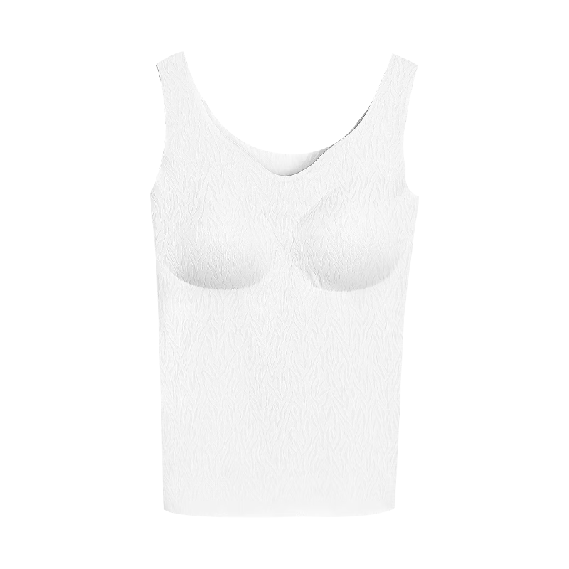 Hongdou Women's Ice Silk Seamless Jacquard Vest Bra-Free Removable Padding Wide Strap Camisole