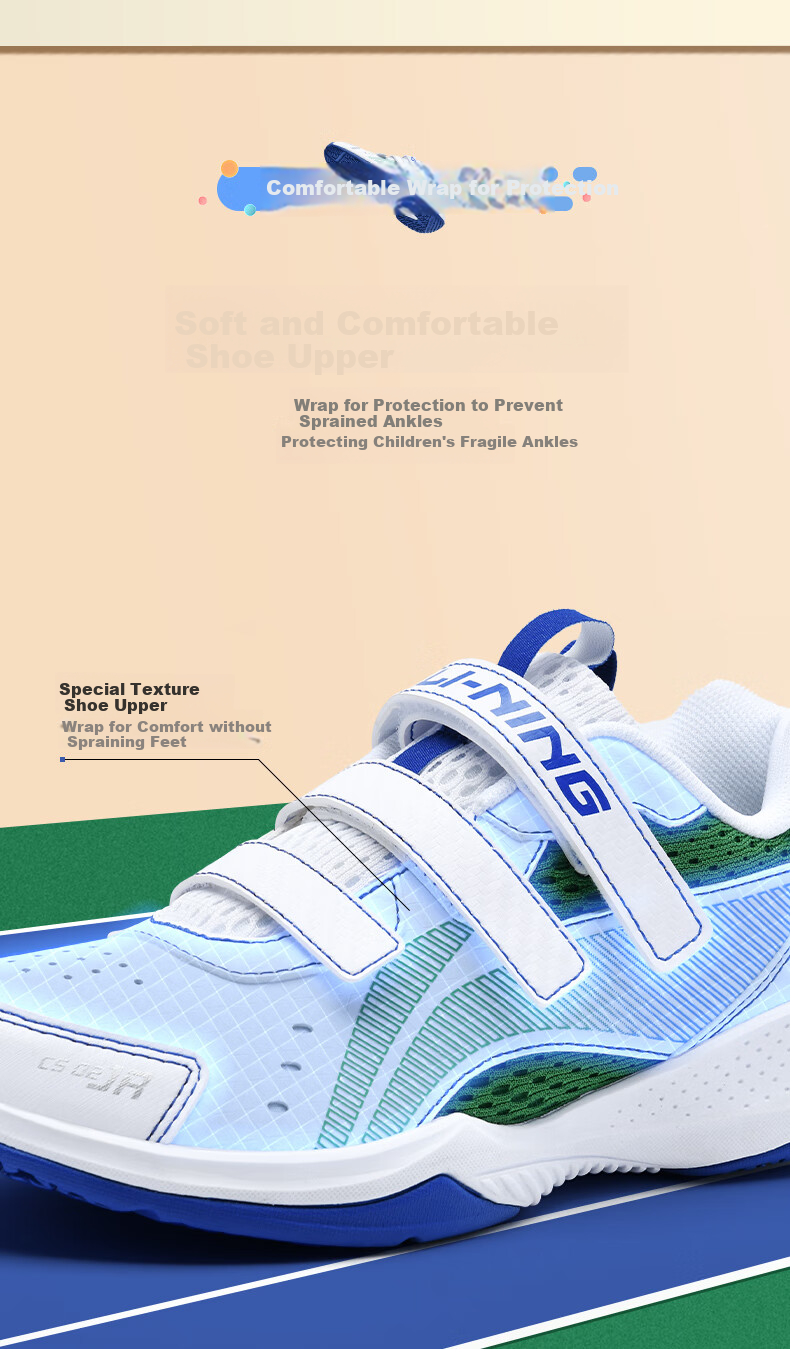 Li-Ning Children's Badminton Shoes, Youth Thunder Junior Badminton Pioneer, Wear-Resistant Non-Slip Easy-To Velcro Sneakers 5