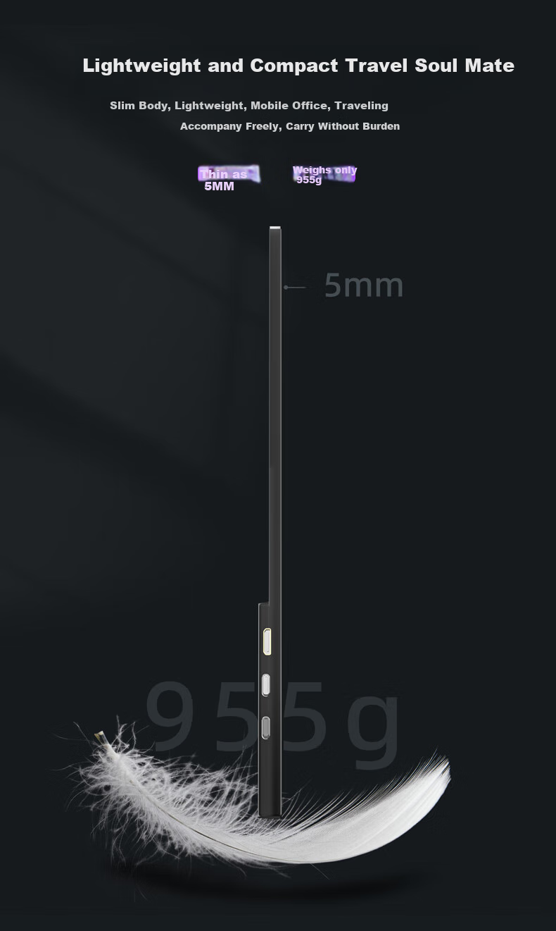 Eimio Portable Monitor [2.5K 144Hz], Wide Color Gamut, 16:10 Aspect Ratio, High Screen-to-Body Ratio, Computer Laptop Switch/PS5 Expansion Screen, M18G 8