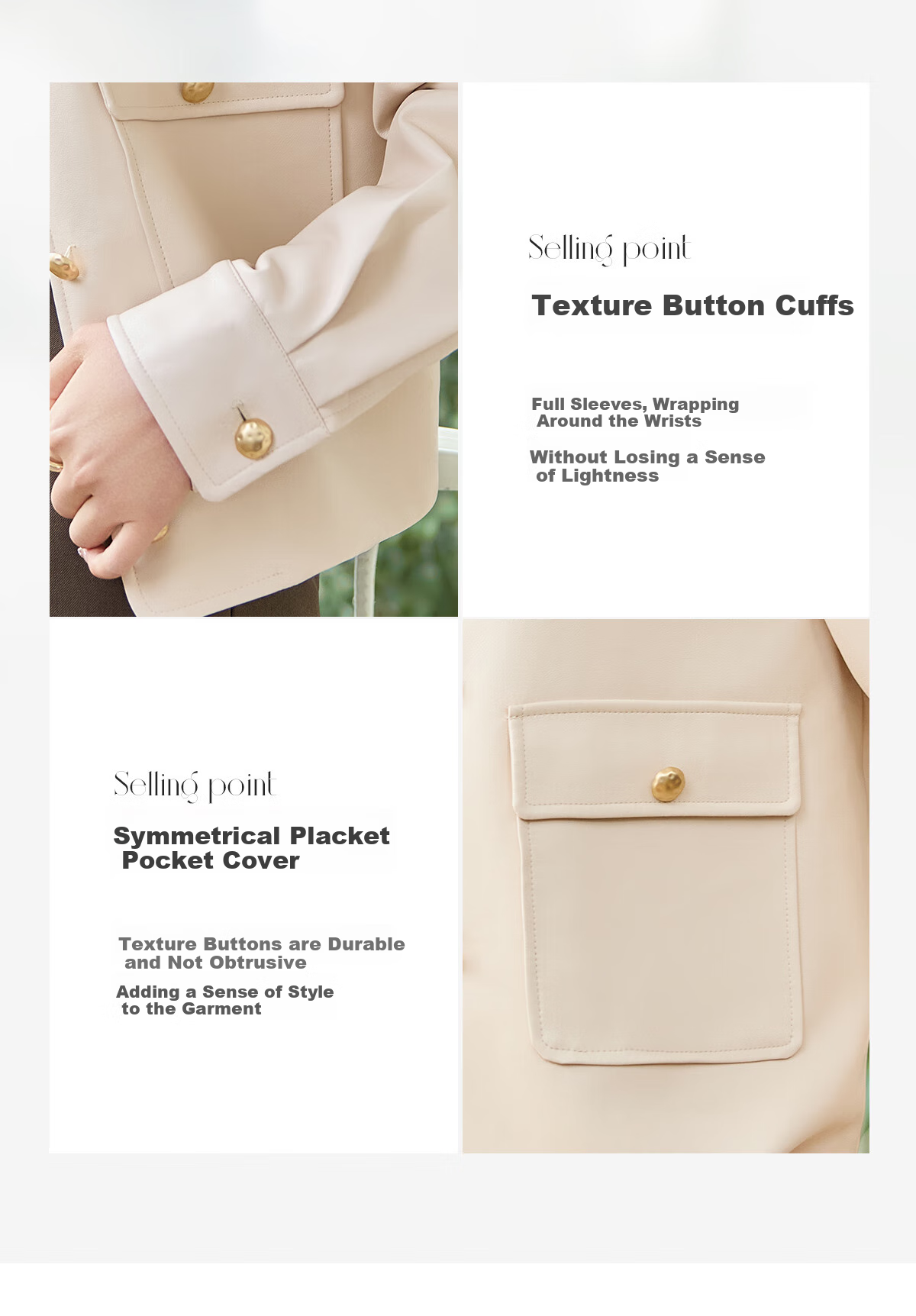 Taxiang Vintage PU Leather Jacket for Women, Petite Size Motorcycle Jacket, High-End Casual Outerwear T51D026 6
