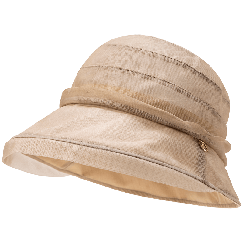 FANCET Mulberry Silk Sun Hat for Women Summer Elegant Pearl Lightweight Genuine Silk Sun Protection Bucket Hat Birthday Gift for Elders