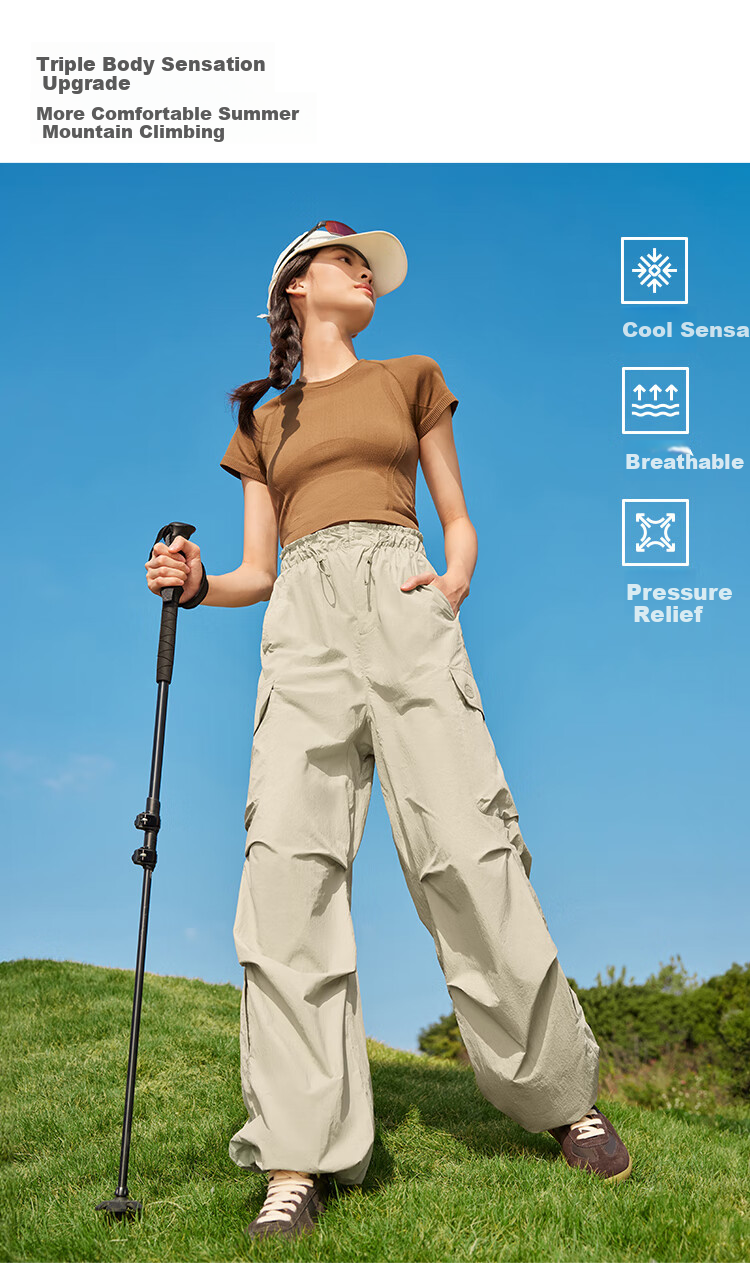 Beneunder Cargo Paratrooper Pants for Women, Quick-Dry Trousers, Loose-Fitting Hiking Casual Sports Wide-Leg Sun Protection Pants DS673 13