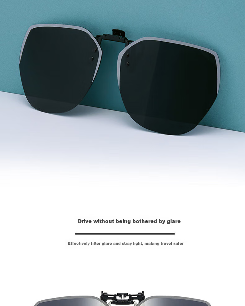 Boshide Sunglasses Clip-On Polarized Sunglasses Clip for Men And Women Universal Driving Glasses Clip for Myopia Use Black Gray Clip 8