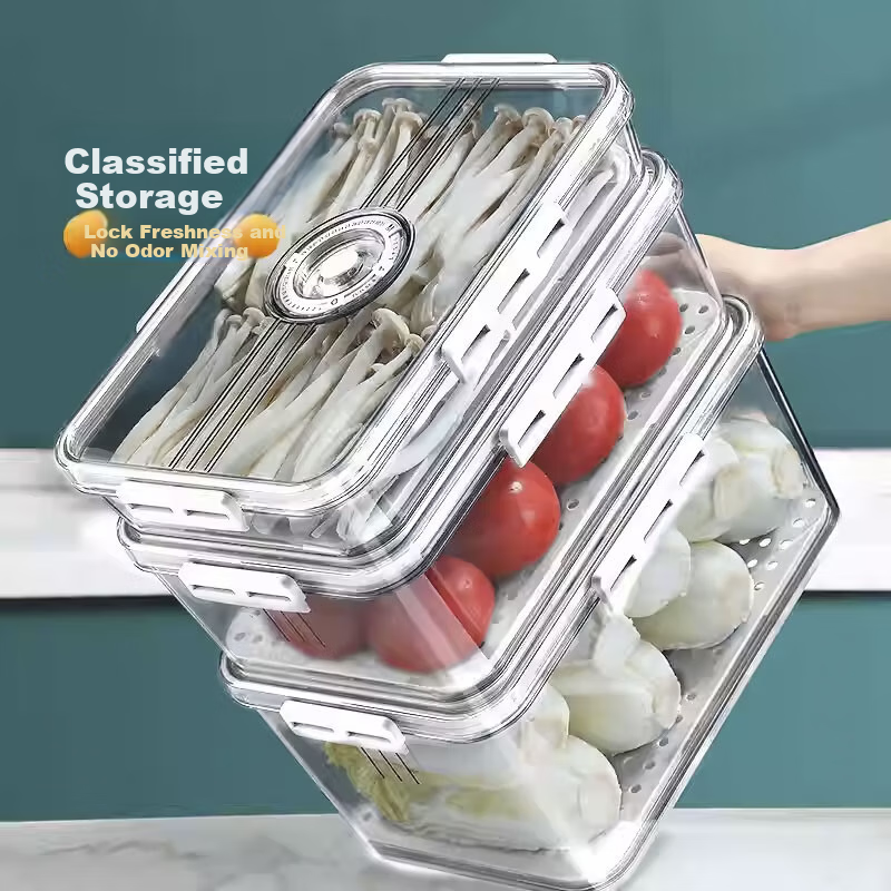Handy Helper Refrigerator Storage Box Fresh-keeping Box Food Grade Kimchi Box Kitchen Vegetable Fruit Egg Storage Box 7.5L 2-Pack